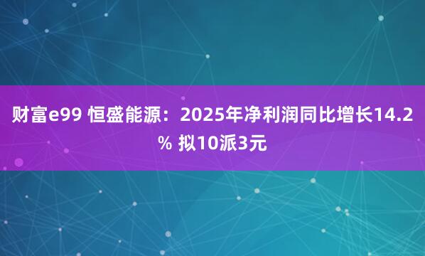 财富e99 恒盛能源：2025年净利润同比增长14.2% 拟10派3元